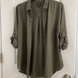 Olive Green Button Up Small Rolled Sleeves